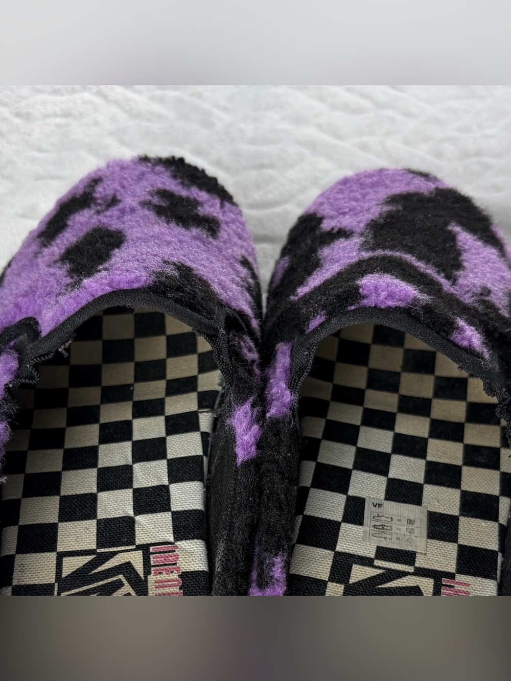 Vans X Irene Kim Purple and Black Fuzzy Slip-On Shoes Women’s 7 Men’s 5.5 - Picture 5 of 6